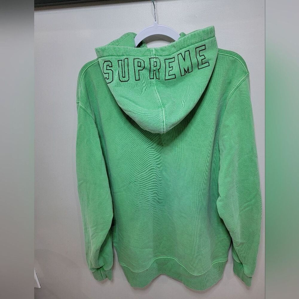 Supreme SS16 Overdyed Hooded Sweatshirt Light Green XL Red Tab Hood Logo.